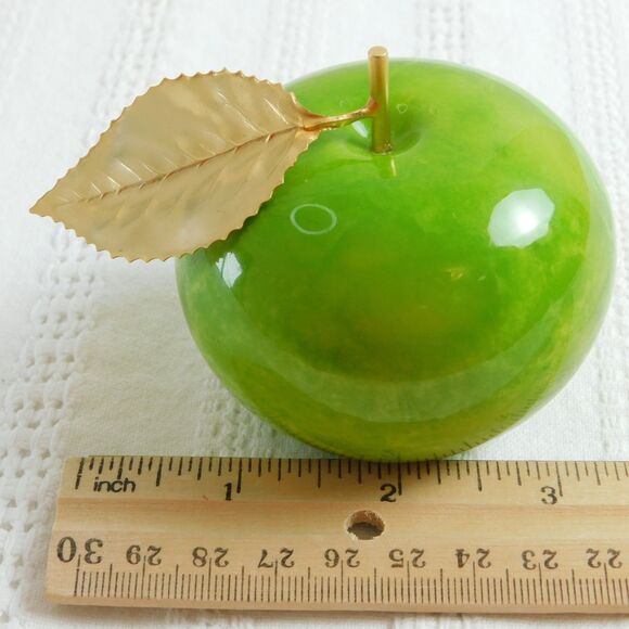 Volterra Alabaster Green Apple By Ducceschi, Italy Handcarved Heavy Marble EUC - Picture 6 of 7